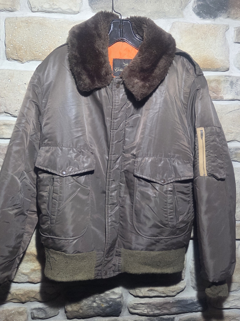 Vintage Golden Fleece I. Spiewak & Sons Flight Bomber Jacket Size 42 Faux Fur